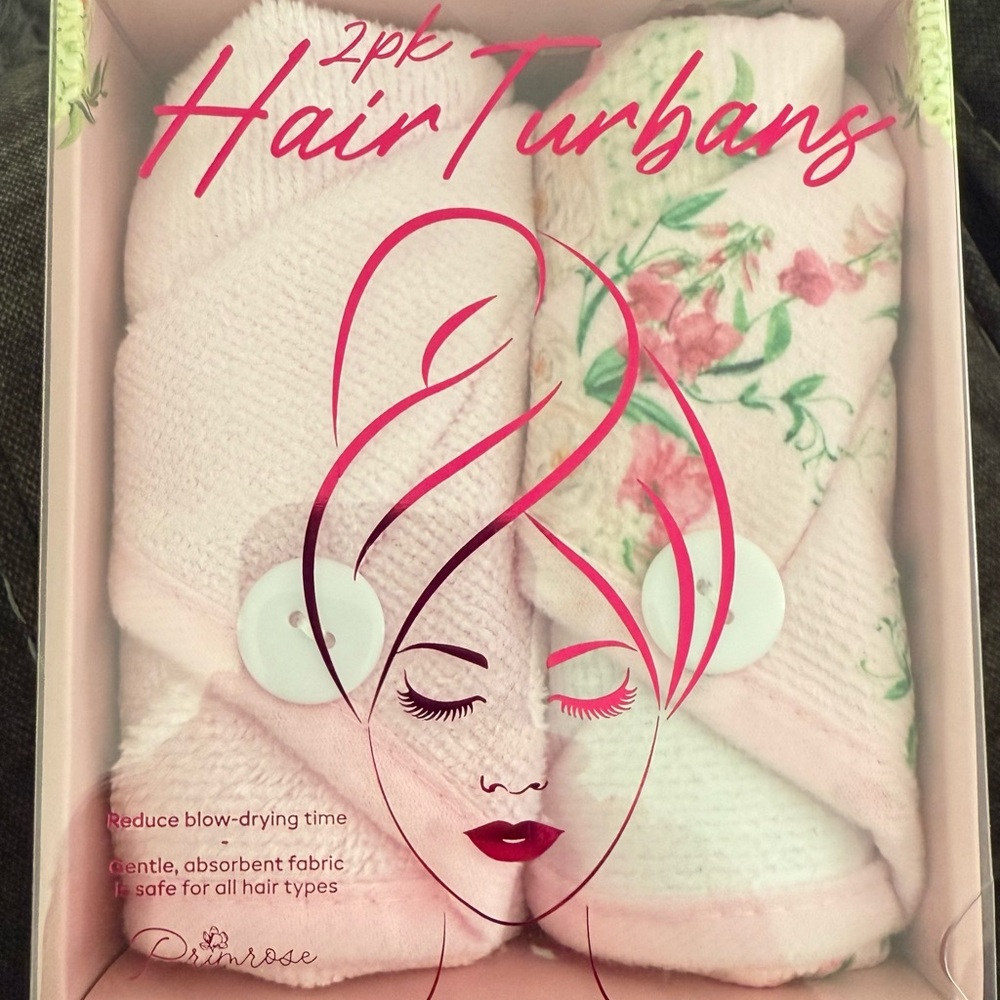 Primrose Pink Floral Hair Turbans 2-Pack
